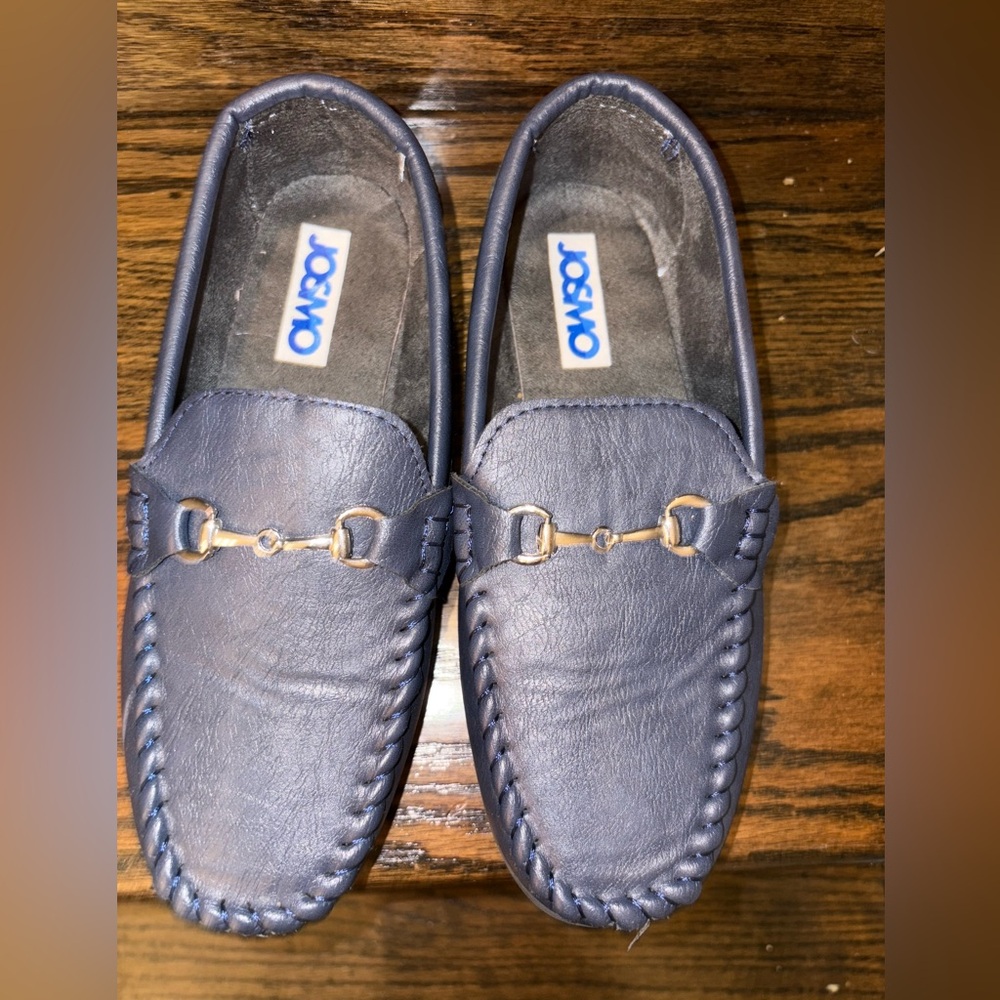 Boys Moccasin Loafers - Slip On - Navy, Size 2